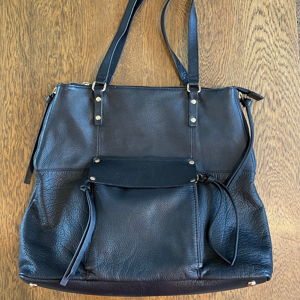 Kooba Everette Black Leather Large Tote Bag Purse